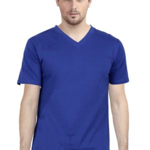 Men Blue VNeck Half Sleeve TShirt