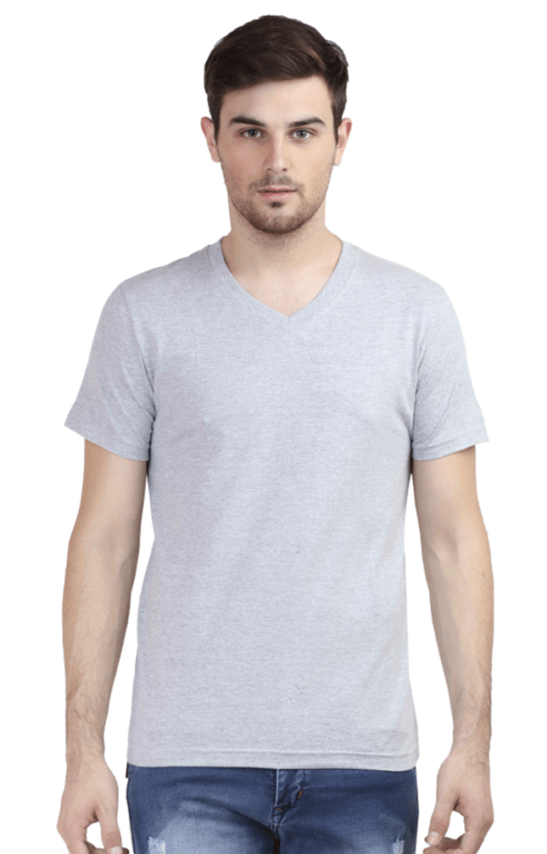 Men Gray VNeck Half Sleeve TShirt